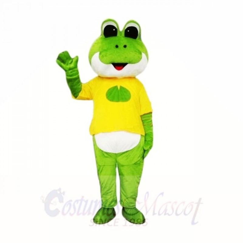 Green Frog with Yellow Shirt Mascot Costumes School