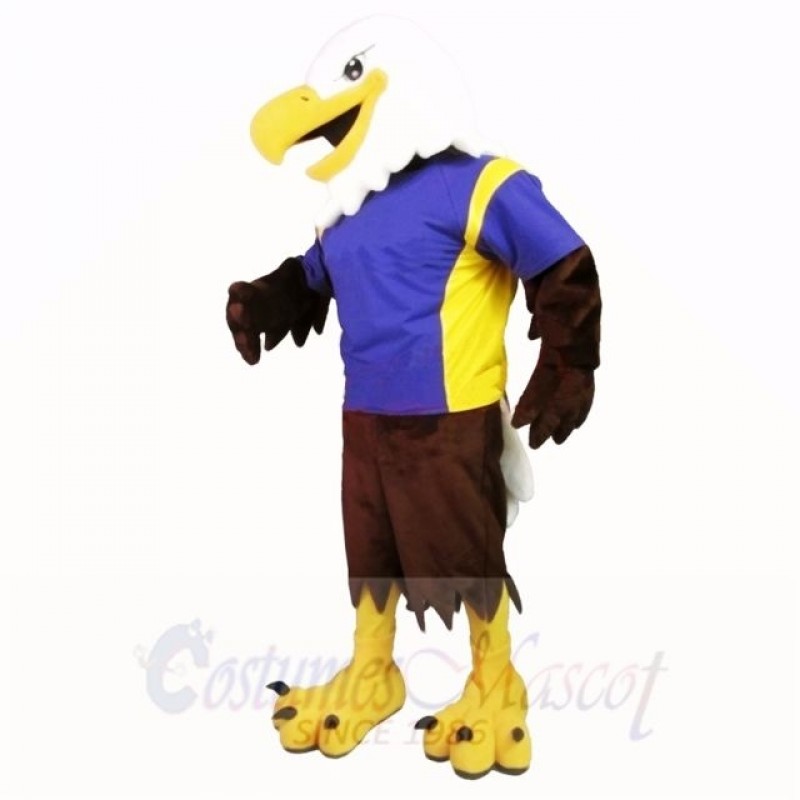 Sporty Eagle with Blue Shirt Mascot Costumes college