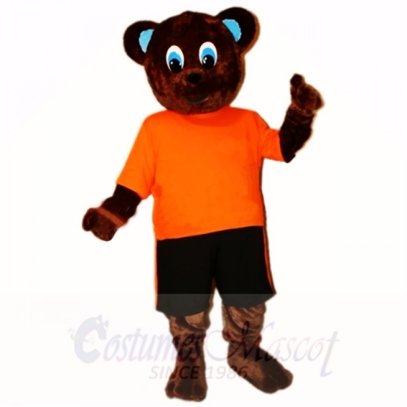 Sport Brown Bear with Orange Shirt Mascot Costumes Cartoon