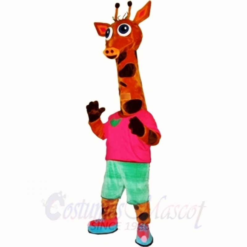 Sport Lightweight Giraffe with Red Shirt Mascot Costumes Cartoon