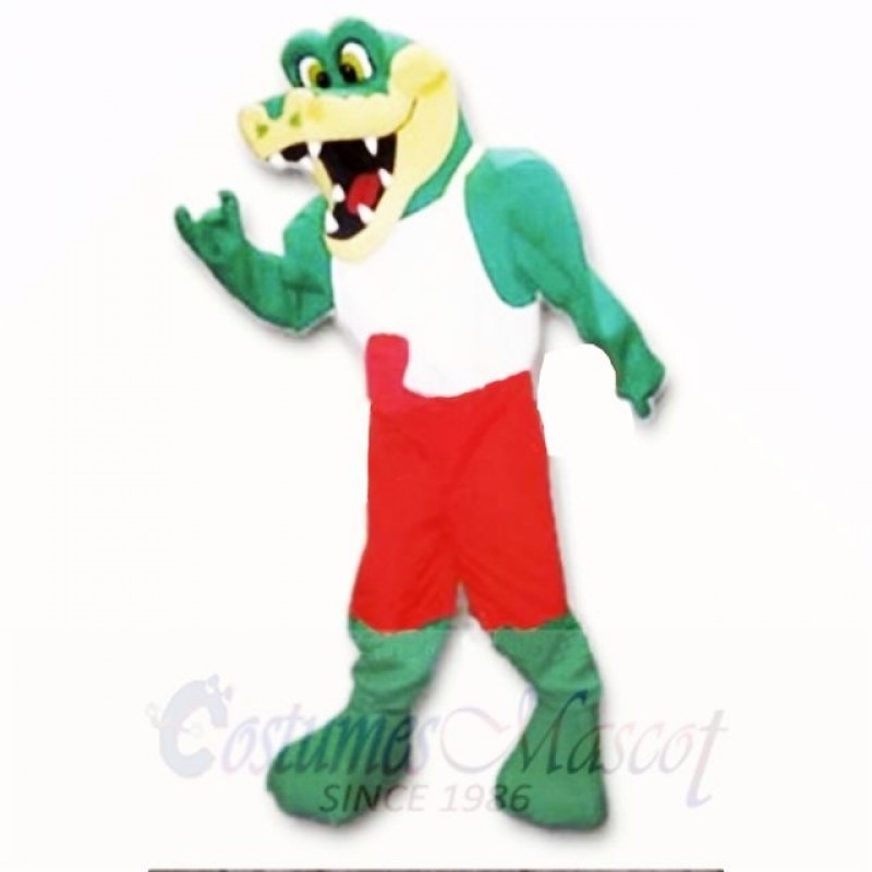 Friendly Lightweight Gator with Red and White Shirt Mascot Costumes School