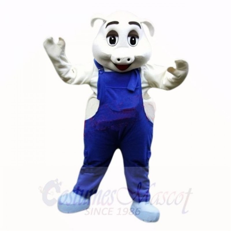 Sport Pig with Blue Overalls Mascot Costumes School