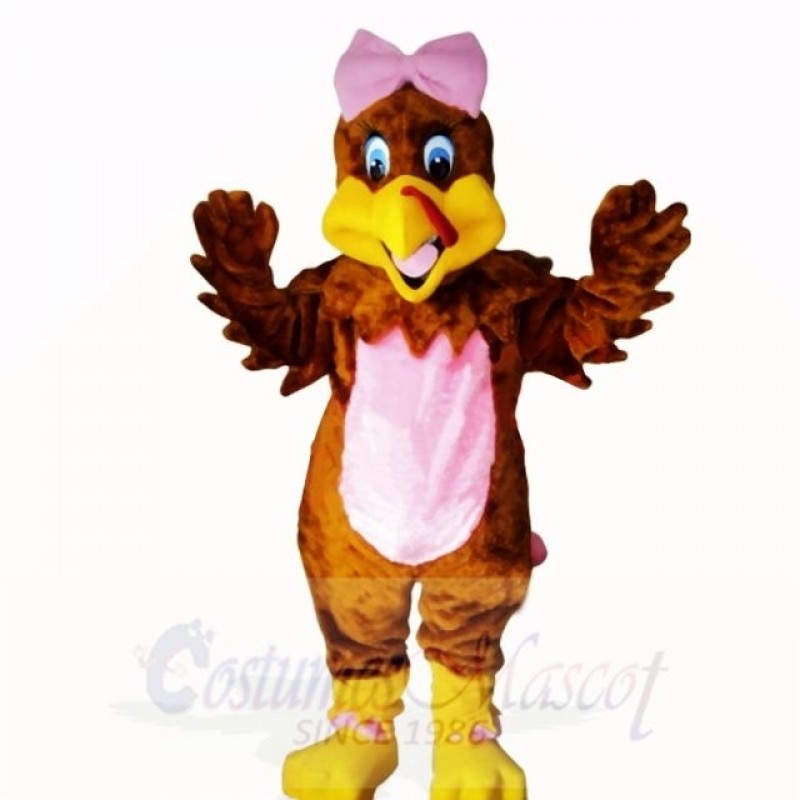 Girl Turkey with Pink BOW Mascot Costumes School