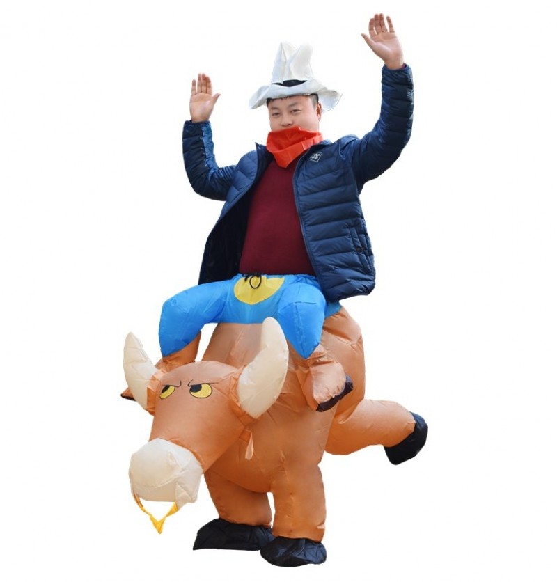 Brown Cow Carry me Ride on Inflatable Costume Halloween Xmas for Adult/Kid