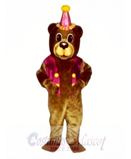 New Birthday Bear with Vest & Hat Mascot Costume