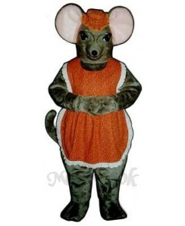 Granny Mouse with Glasses, Hat & Apron Mascot Costume