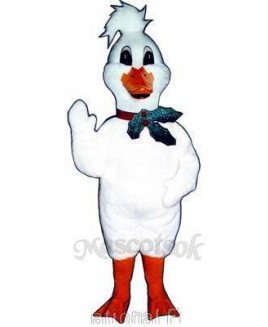 Cute Christmas Goose with Holly Neck Band Mascot Costume