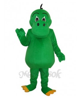 Round Mouth Green Dinosaur Mascot Adult Costume