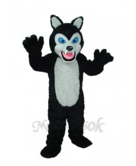 Long-haired Black Wolf Mascot Adult Costume