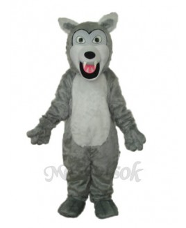 Small Long-haired Gray Wolf Mascot Adult Costume