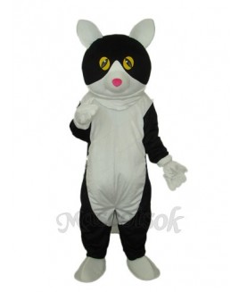 White Belly Black Cat Mascot Adult Costume