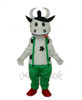 Cow in Green Overall Mascot Adult Costume