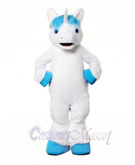 Unicorn With Blue Mane Mascot Costume 