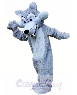 Long Grey Wolf Mascot Costume