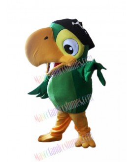 High Quality Realistic Green Pirate Parrot Bird Mascot Costume