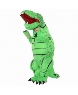 Green T-Rex Dinosaur Inflatable Costume Air Blow up Party Suit for Adult/Kid
