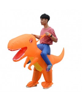 Orange Dinosaur with Big Head Carry me Ride on Inflatable Costume Halloween Christmas for Adult/Kid