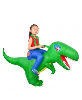 Green Dinosaur with Big Head Carry me Ride on Inflatable Costume Halloween Christmas for Kid