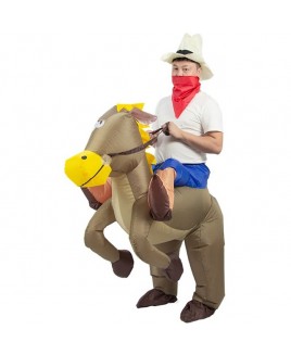 Brown Horse Carry me Ride on Inflatable Costume Halloween Xmas for Adult/Kid