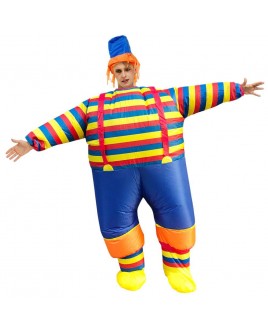 Clown with Striped Clothes Inflatable Costume Halloween Christmas Jumpsuit for Adult