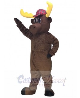Dark Brown Hunter Moose with Hat Mascot Costumes