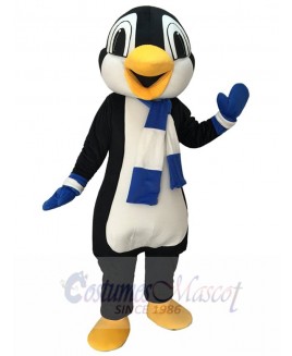 High Quality Cute Penguin Mascot Costume with Blue and White Scarf