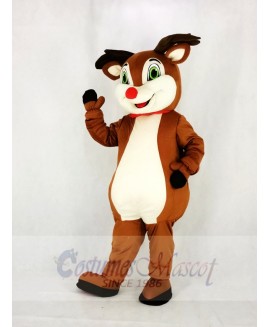 Reindeer with Red Nose Mascot Costume Cartoon	