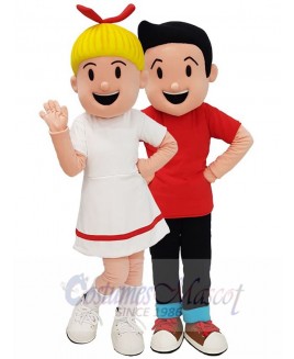 Boy and Girl mascot costume