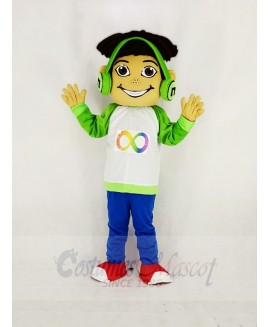 Musical Freckles Boy Mascot Costume Cartoon