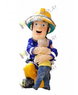 High Quality Adult Fireman Sam Mascot Costume