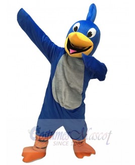 Cute Blue Roadrunner Mascot Costume