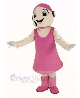 Customer Service Representative in Pink Dress Mascot Costume