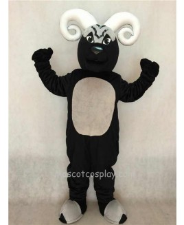 Hot Sale Adorable Realistic New Black Blocking Ram Mascot Costume with White Horns
