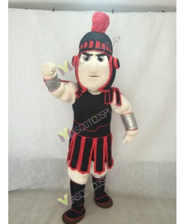 High Quality Adult Spartan Trojan Knight Sparty Mascot Costume with Black Armour