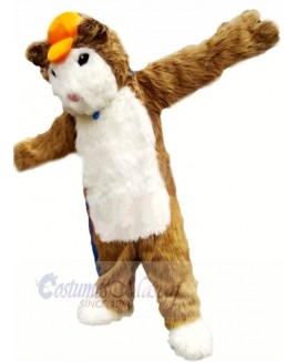 Furry Hamster with Orange Hat Mascot Costumes Cartoon