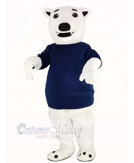 White Bear with Blue T-shirt Mascot Costume