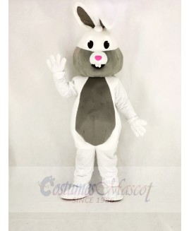 White and Grey Easter Bunny Rabbit Mascot Costume Cartoon	