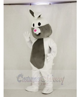 White and Grey Easter Bunny Rabbit Mascot Costume Cartoon	