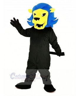 Fierce Blue Lion Mascot Costume Cartoon	