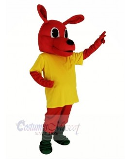 Red Kangaroo with Yellow T-shirt Mascot Costume Animal