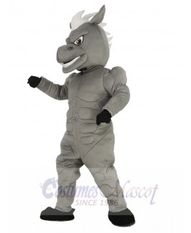 Power Muscles Gray Horse Mascot Costume