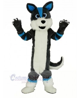 Cute Gray and Blue Husky Dog Fursuit Mascot Costume Cartoon