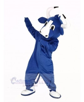 Happy Blue Bull Mascot Costume