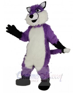 Purple Husky Dog with Long Hair Mascot Costume