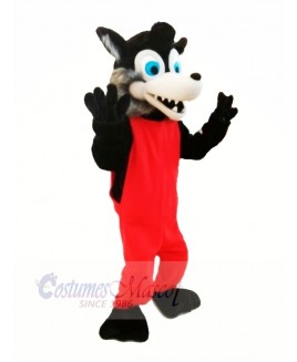 Gray Wolf with Red Clothes Mascot Costume Animal