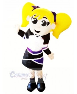 Cheerleader with Yellow Hair Mascot Costume People