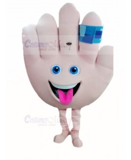 Cute Hand with Band Aid Mascot Costume Cartoon	
