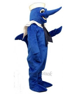 Cute Swordfish with Hat & Collar Mascot Costume