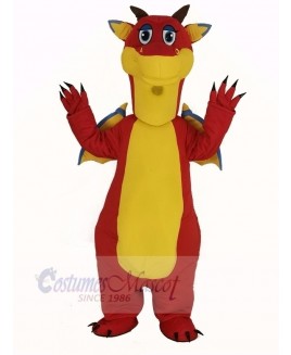 Red Dragon with Blue Wings Mascot Costume Animal