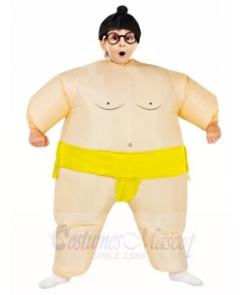 Yellow Japanese Fat Man Sumo Inflatable Halloween Christmas Costumes for Kids